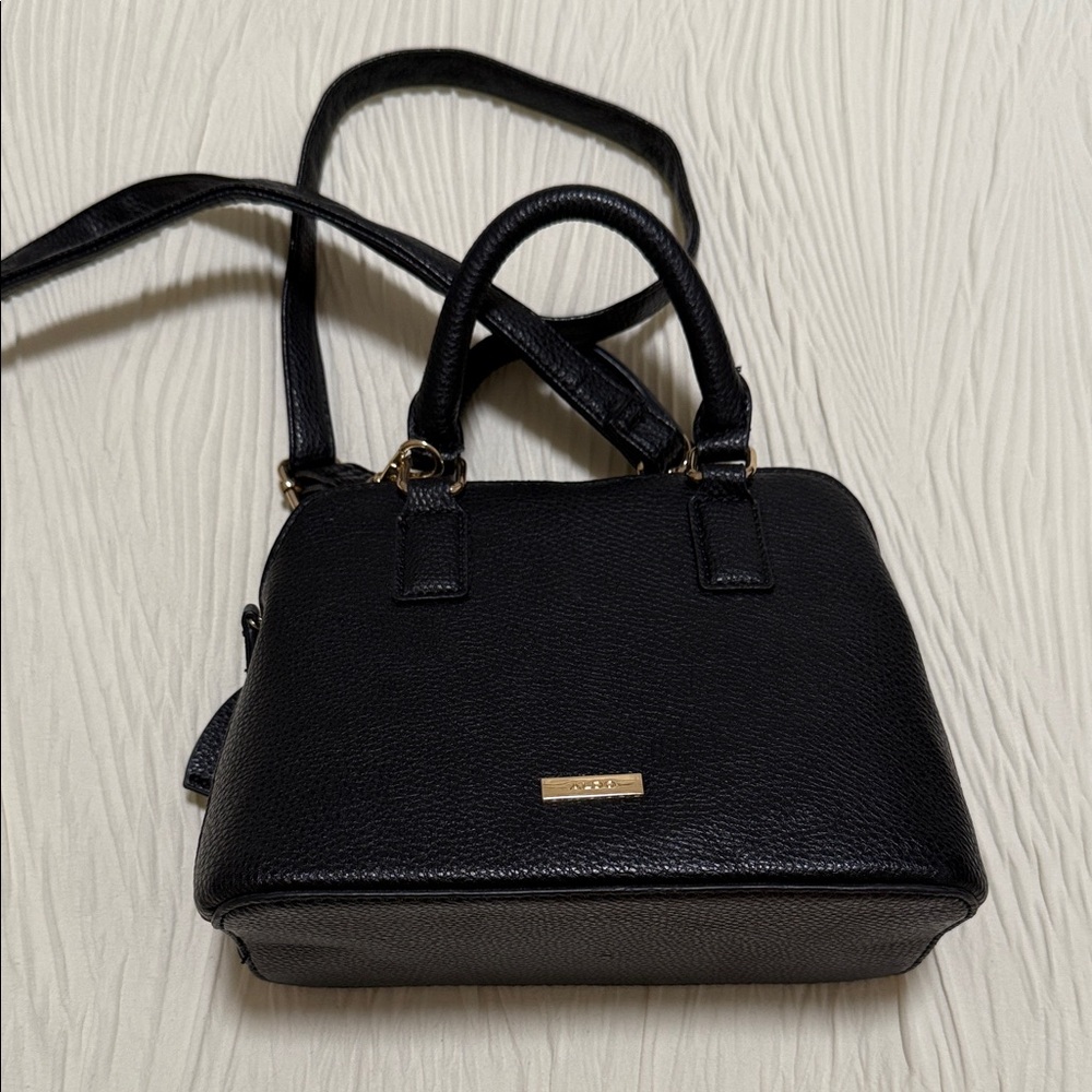 Aldo Black Crossbody Bag with Gold Accents